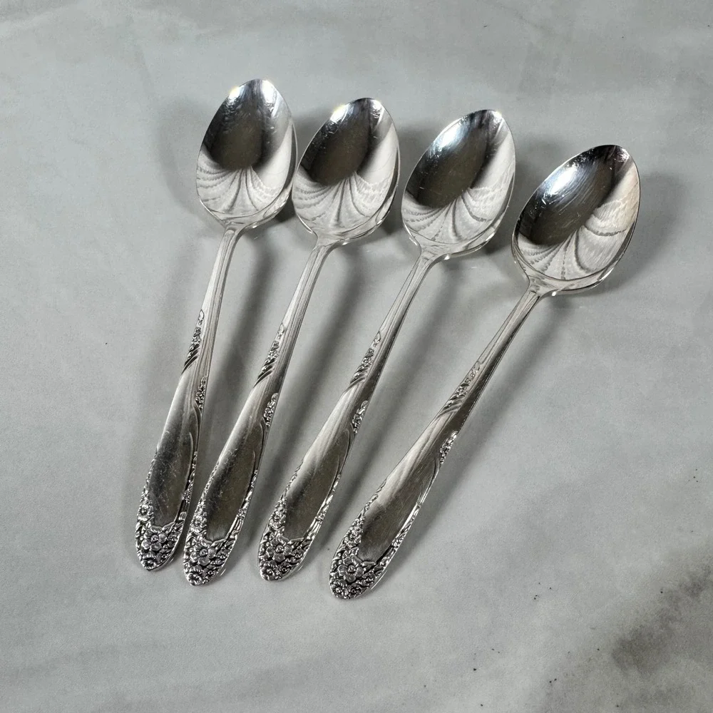Set of 4 Oneida Simeon L & George H Rogers‎ Silver Plated Teaspoons Lot 1
